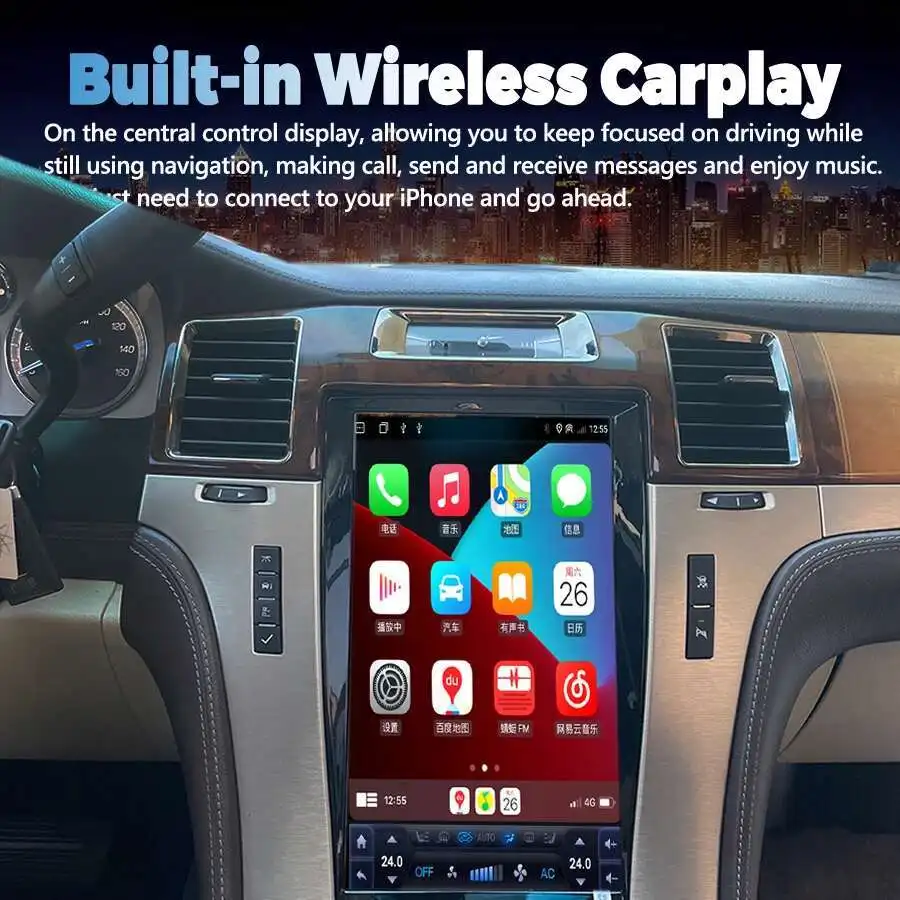 Tesla Android 13 For Cadillac Escalade 2007-2014 Car Radio Multimedia Autoradio
