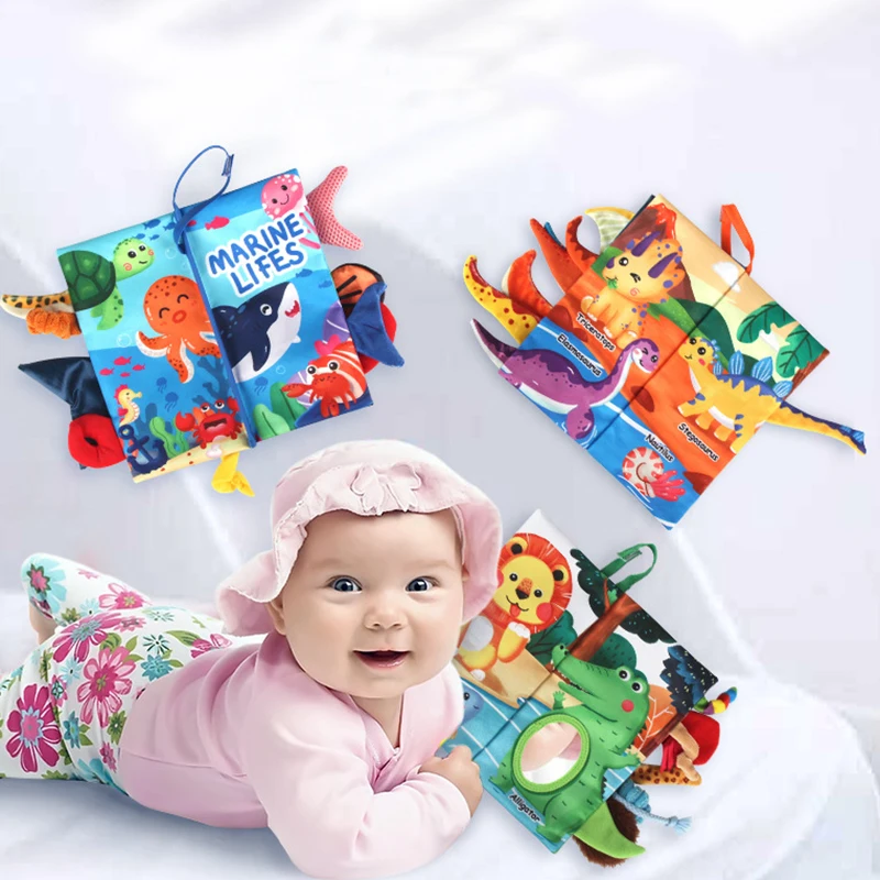 0-36M Baby Early Learning Toy Tail Cloth Book Puzzle Parent-child Interactive Sound Paper Infants Activity Toys for Babies 1
