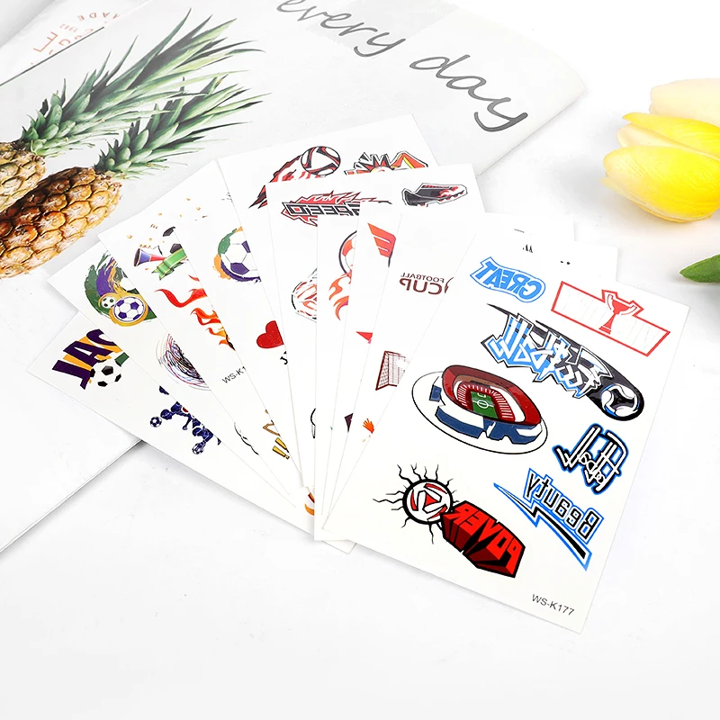 10Pieces Children Soccer Tattoo Sticker For Football Fan Fake Waterproof Emporary Body Tattoos For Hand Birthday Party Supplies