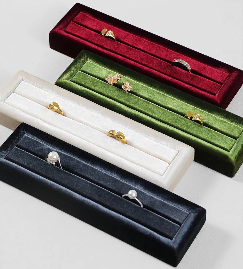 Yinbeini Velvet Ring Display Stand Single Row Ring Ear Stud Storage Organizer Jewelry Shop Showcase Props TB045