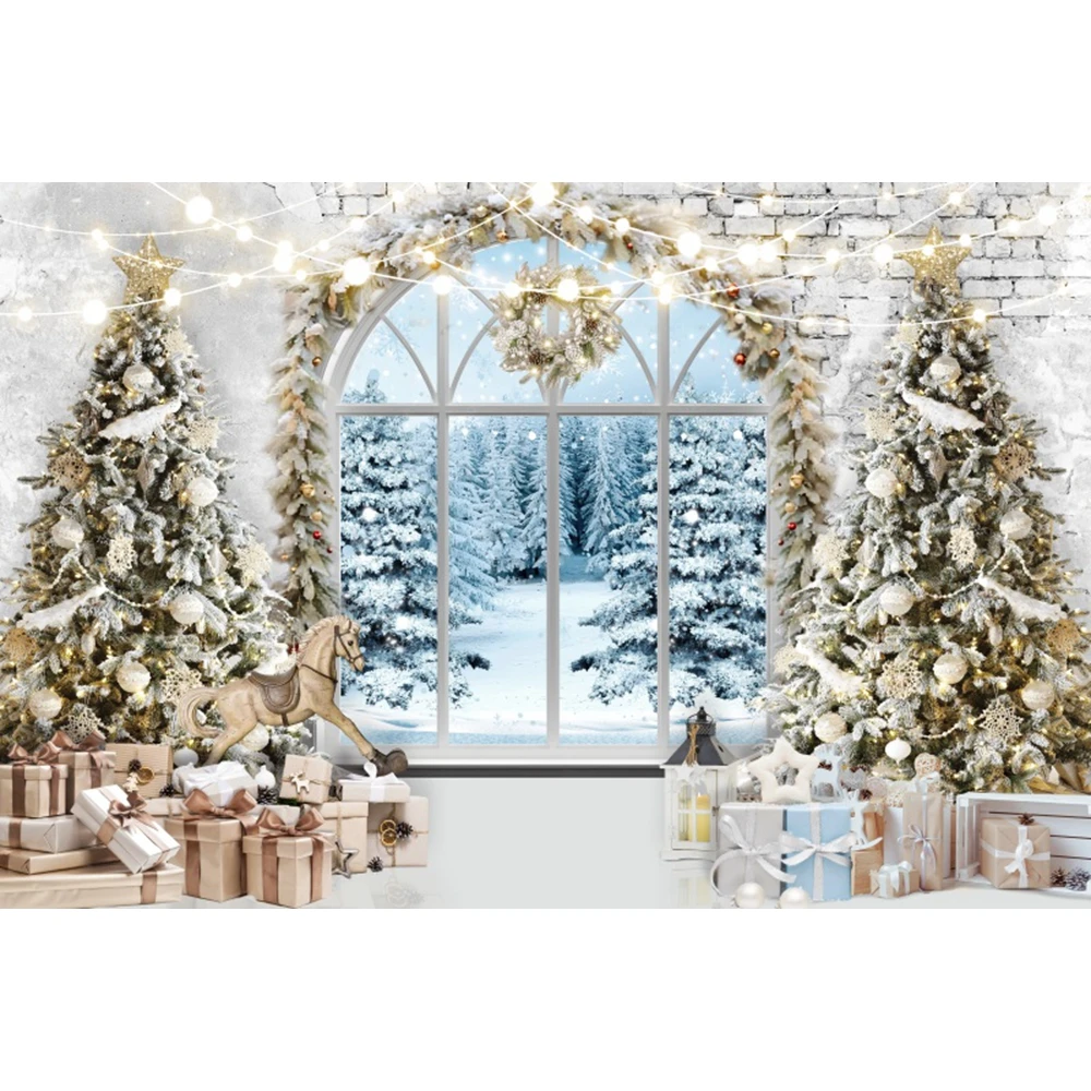 Toile De Fond Photo Noël Hiver 2,1x1,5 M - Décoration Fête Familiale, Thème Neige, Père Noël, Pays Des Merveilles