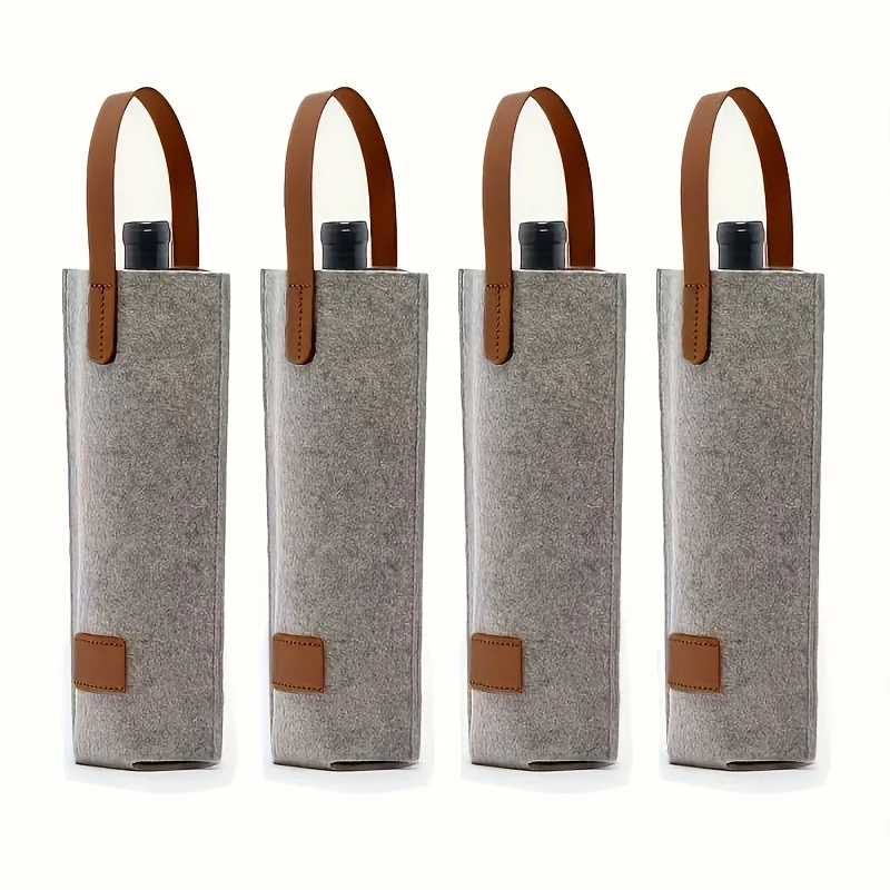 Paquete de 4 bolsas de vino de fieltro, botella individual, bolsa aislante, bolsa transportadora de vino, enfriador de vino acolchado, regalo para amantes del vino o boda