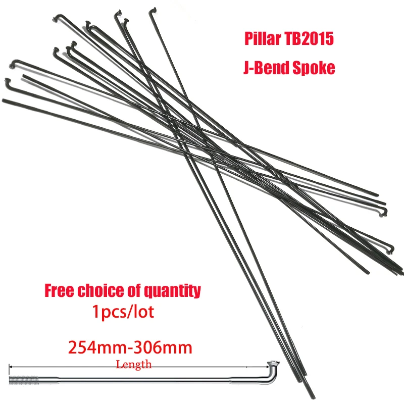 Bicycle Spokes Pillar TB2015 J-bend J-Hook Stainless Steel Light Triple Butted 254-306mm 1pcs/lot