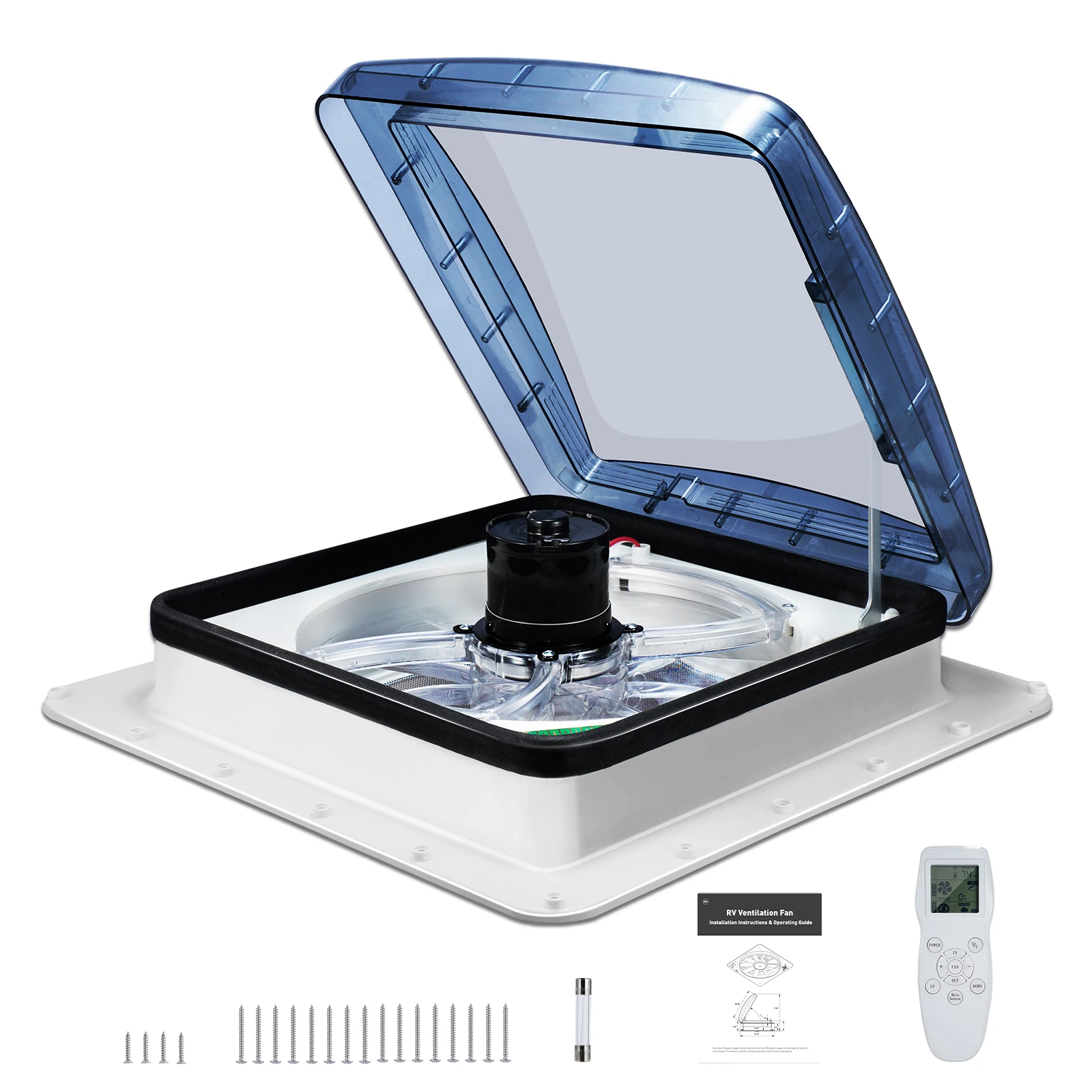 RV Fan Rain Sensor 10/3 Speed Remote Control Caravan RV Roof Skylight