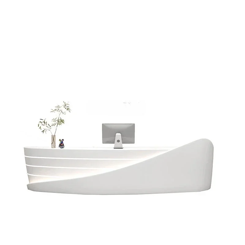

Simple Modern Beauty Cashier Curved Reception Desk Front Desk Bar Counter