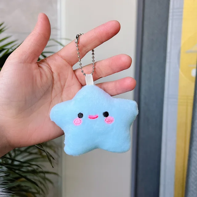 女の子のためのかわいい星のぬいぐるみキーホルダー,小さな