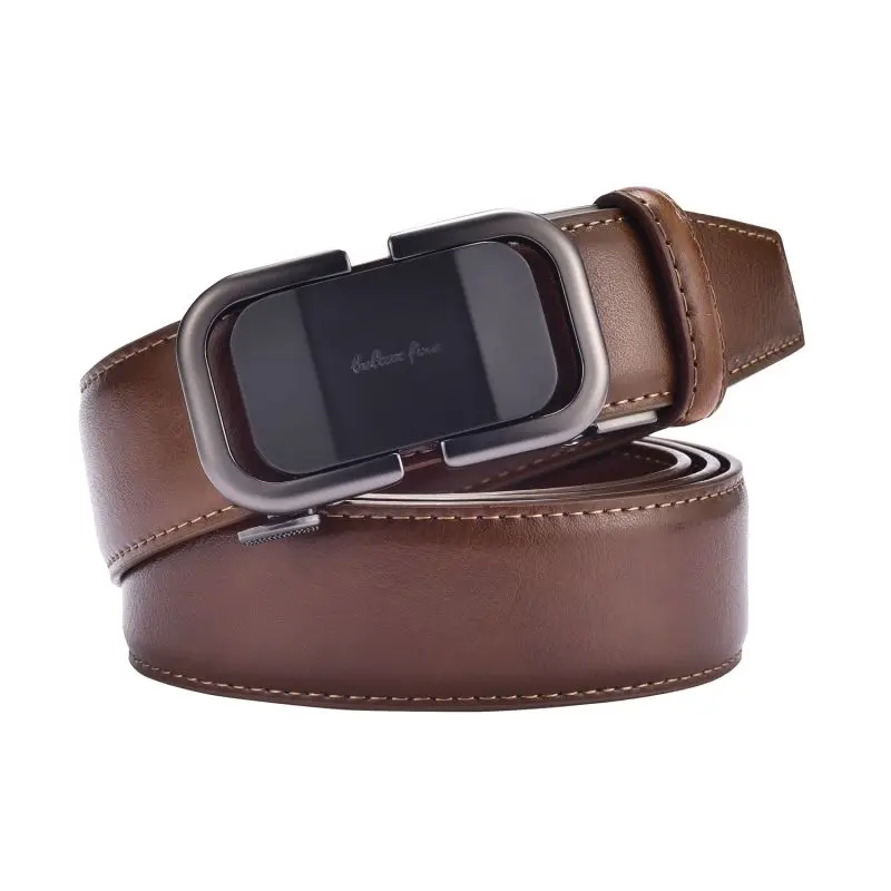 Men's leather ratchet belt 3.5cm wide adjustable formal jeans, comfortable cutting
