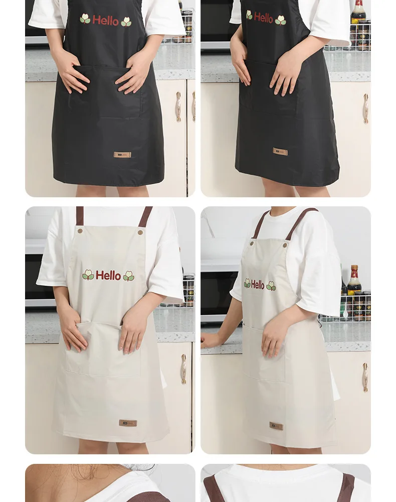 Hallo Brief gedruckt wasserdichte Schürze Küche Kochen nach Hause große Tasche Lagerung Backen Schulter Schürzen Hotel spezifisch praktisch – Detail 8