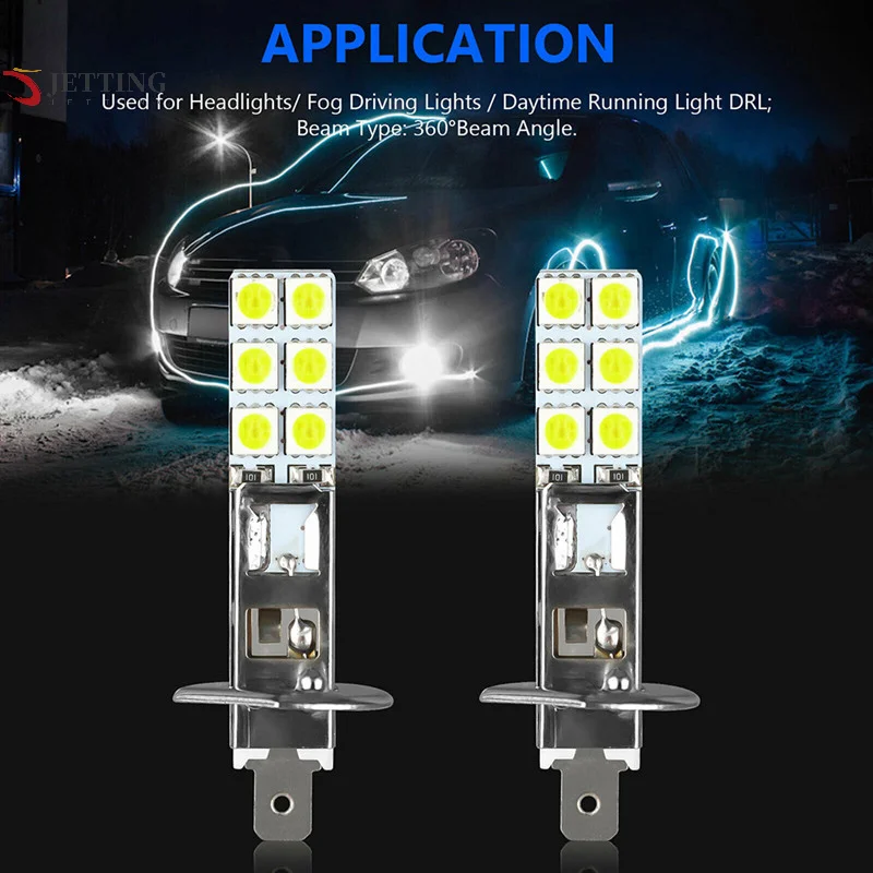 

1Pc Car LED Headlights H1 H3 Head Lights 5050 Chip 6000K Super White Lamps 55W Bulbs Kit Fog Driving Headlamps Accesories