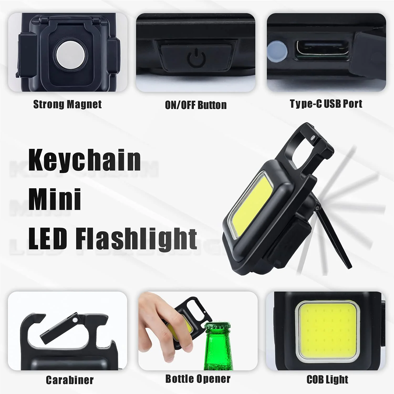 Mini COB Flashlight Keychain LED Pocket Work Light led flashlight camping lamp led work light keychain light work light USB Rechargeable Magnetic Repair Clare Outdoor Camping Lamp Portable Lighting