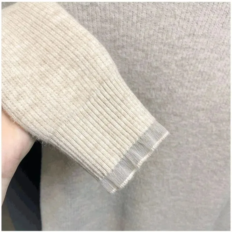 New Fashion Lace Semi-turtleneck Women's Long-sleeved Pullover Sweater Fashion Slim-fitting Knitwear Casual Bottoming Shirt