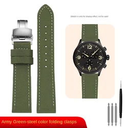 Versatile Nylon Leather Waterproof Canvas Wristband - 23mm (Green-steel Folding)