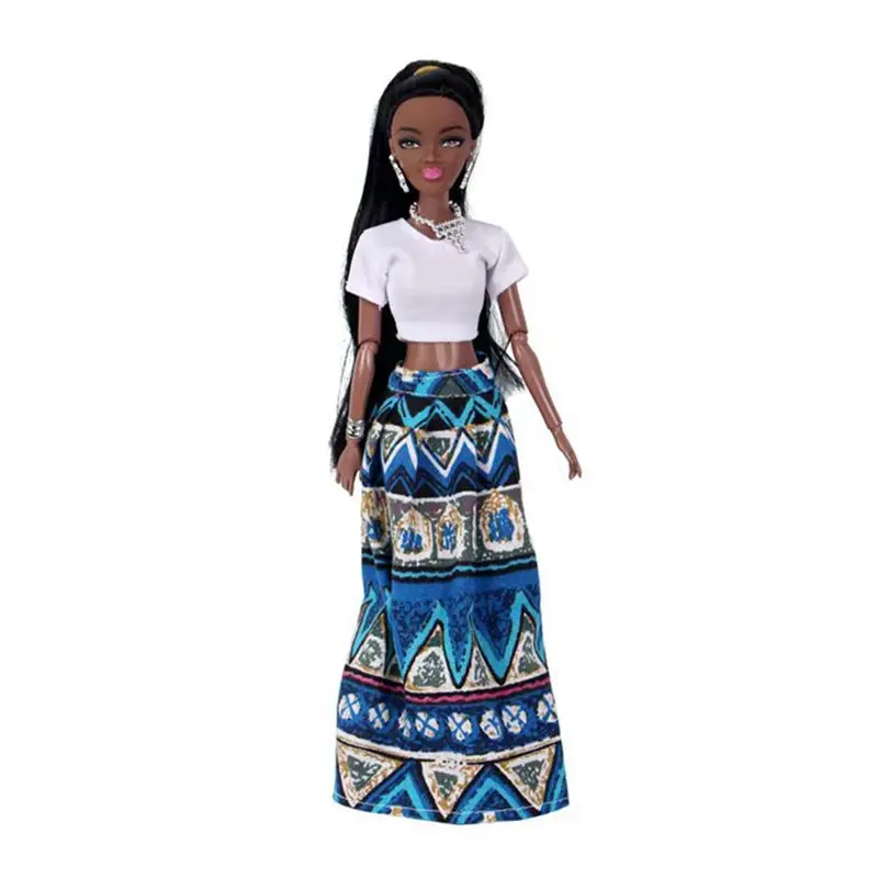 

Female Black Doll 30cm Kawaii Items Fashion Figure Long Hair Kids Toys Woman For Barbie DIY Children Game Birthday Present Girl