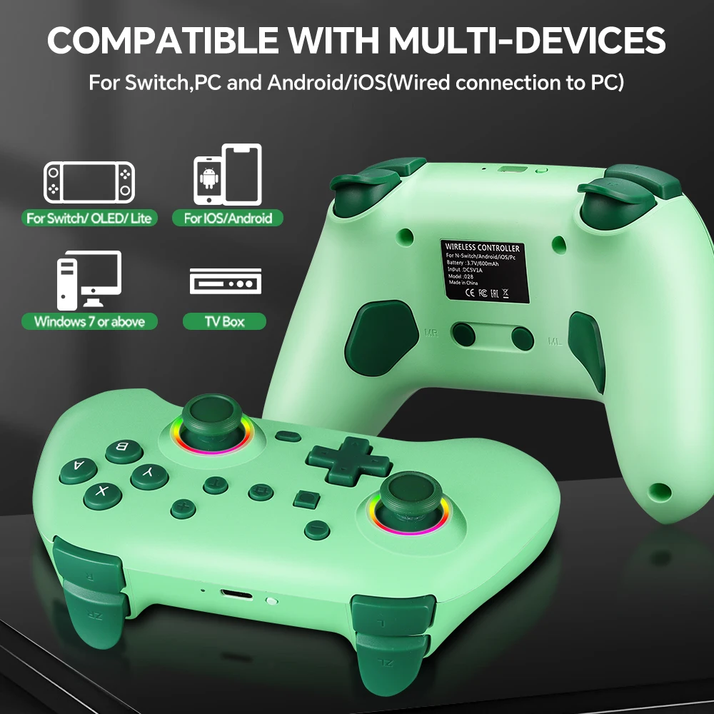 Wireless Bluetooth RGB Controller for Nintendo Switch 2/OLED/Lite
