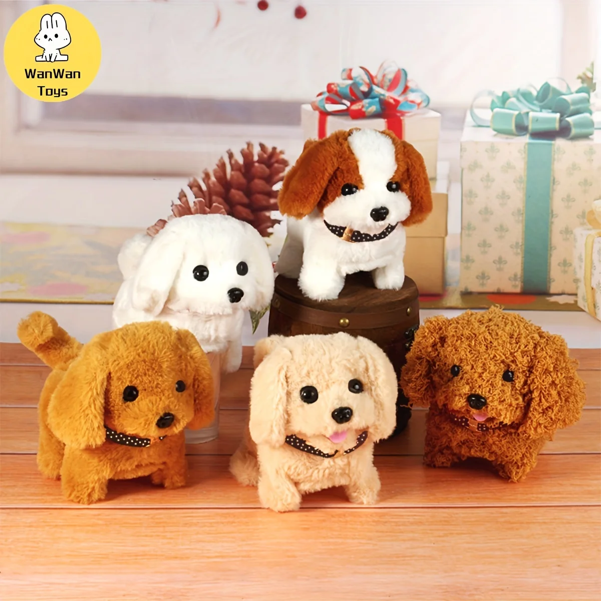 Plush Puppy, Electronic Interactive Toy Walking, Barking, Wagging Tail, Stretching Puppy Children's Gift (Teddy Dog) Christmas 4