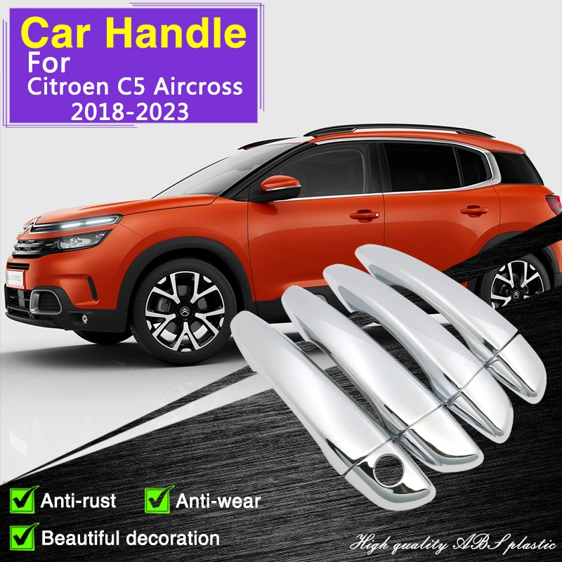 Für Citroen C5 Aircross 2018 2019 2020 2021 2022 2023 Chrom Türgriff  Abdeckung Auto Zubehör Aufkleber Kappe Rostfrei Fangen trim