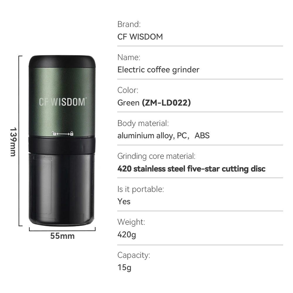 CF WISDOM Electric Coffee Grinder - مطحنة قهوة كهر...