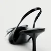 2024 Modern Office Shoes for Women Black Wedding Slingback Pointed Toe Butterfly Decoration Female High Heeled Sandals 4