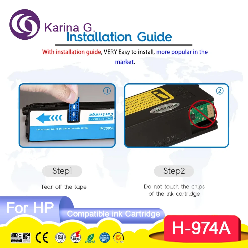974A 974 For 974A Premium Color Compatible Ink Cartridge for PageWide 352dw/377
