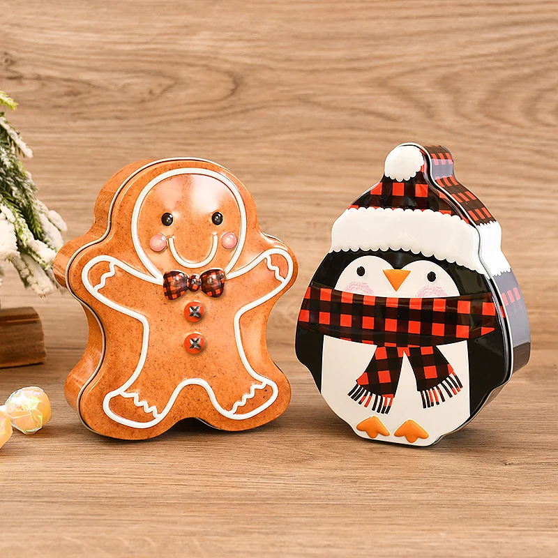 Christmas Gingerbread Iron Candy Boxes Merry Christmas Decorations for Home New Year Xmas Gifts Box Christmas Ornaments Navidad
