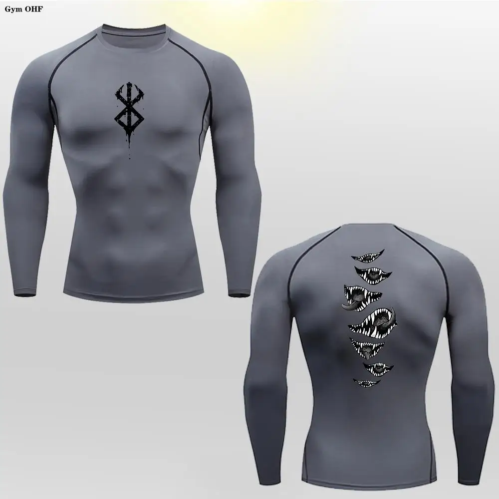 T Shirts Men Sports Tops Anime Berserk Guts Sport T-Shirt Men's Compression Shirt Sportswear Breathable Bodybuilding Tops Workout Fitness Joging Tees