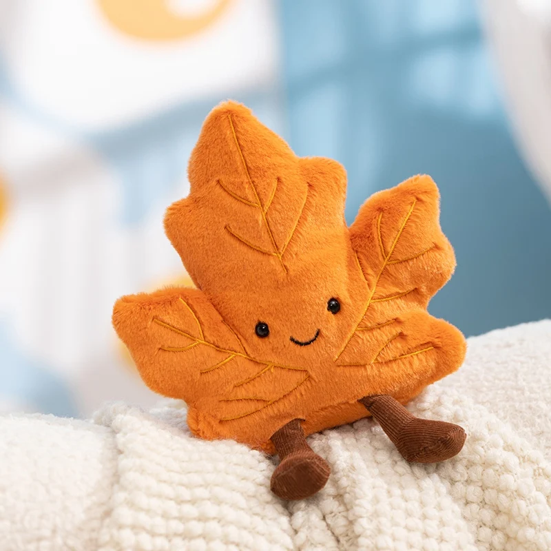 Nette Ahornblatt Ginkgo Blatt Gefüllte Pflanze Plüsch Spielzeug Kawaii Lächelndes Blatt Mit Bein Cartoon Puppen Weiche Plüsch Weihnachten Geschenke Für Mädchen – Detail 14