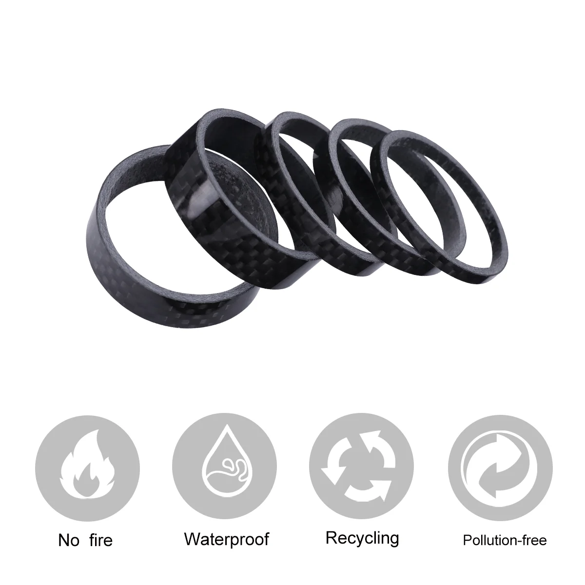 

1 Set of 5pcs Bike Carbon Fiber Headset Fork Spacers Kit Handlebar Washer Ring Gasket