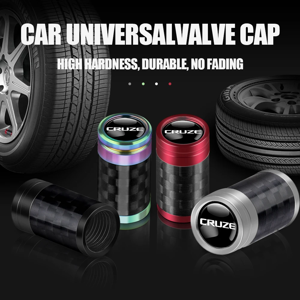 4pcs Metal Alloy Carbon Fiber Pattern Car Wheel Tire Valve Stem Caps