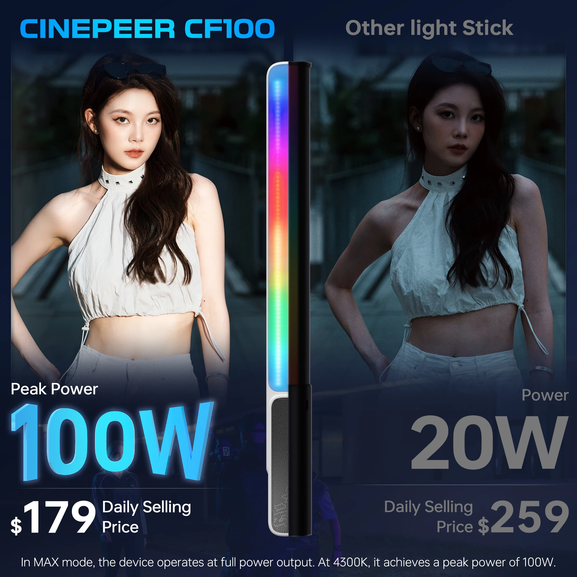 美品 ZHIYUN CINEPEER CF100 100Wスティック型LED Amazon.com : ZHIYUN CINEPEER CF100 100W RGB Light [Official