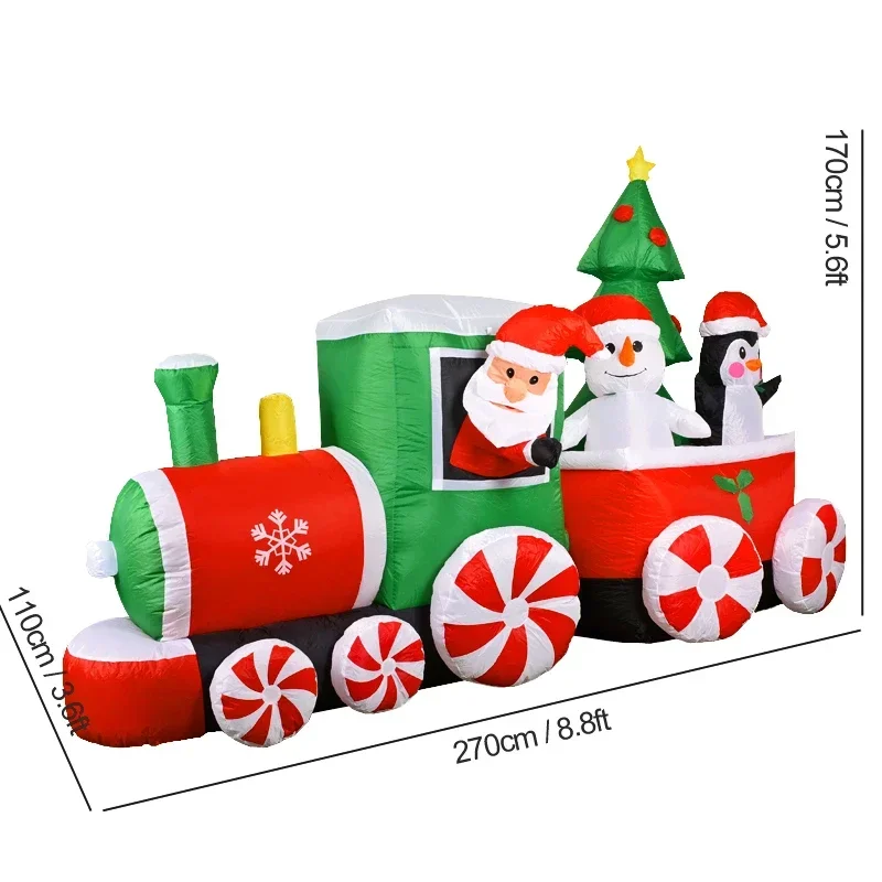Christmas Decoration Inflatable Train Santa Claus Snowman Length 8.8ft Inflatable Toys with LED Lights Outdoor Garden Ornament 6