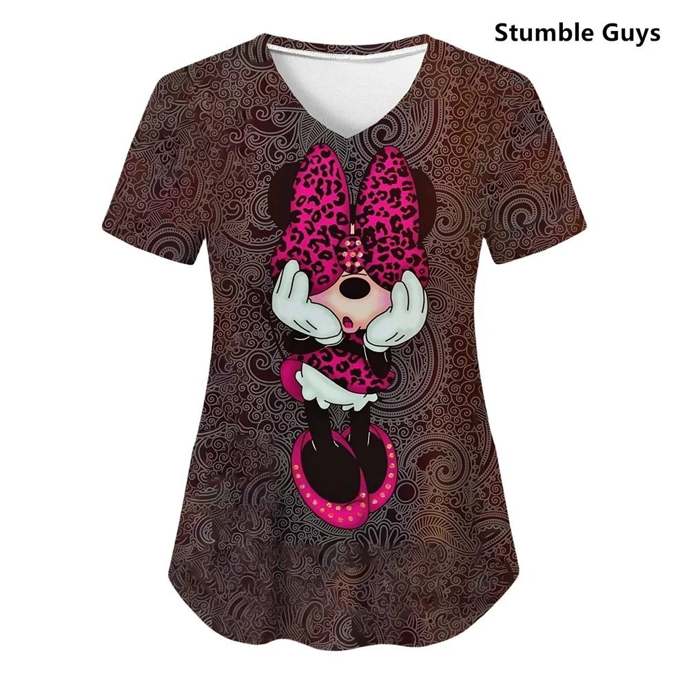 

Mickey Minnie Mouse Nurse Uniform Women Stitch Medical Scrubs Working Short Sleeve Uniform Blouse Scrubs Nursing Working