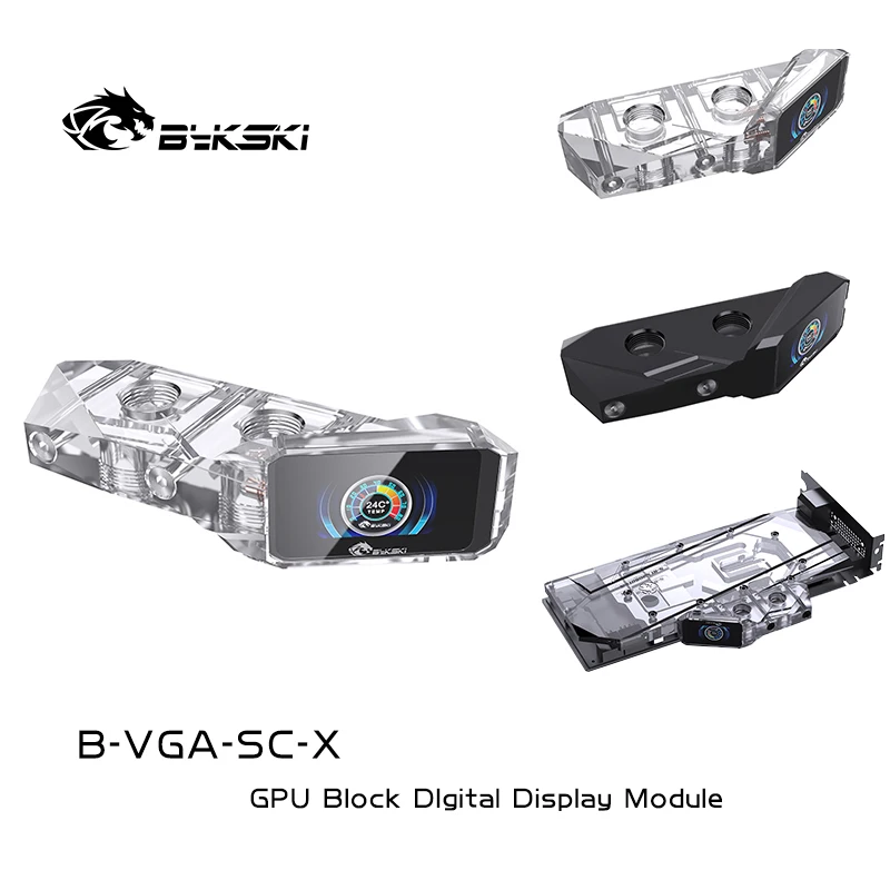 Bykski-lcd Digital Display Medidor de Temperatura da Água Gpu Bloco Adaptador Adicionar no Radiador Termômetro Sensor Fitting Use para g1 4