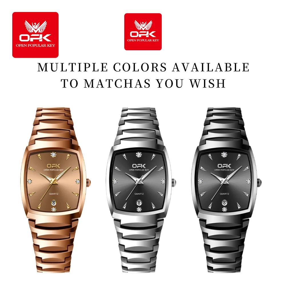 OPK brand steel strip calendar three-pin men's quartz watch 8112 6