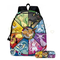 2 pz/set Anime Pikachu Pokemon Stampa Zaino Scuola Pikachu Ragazzi Ragazze Moda Laptop Zaino di Grande Capacità per I Regali 11
