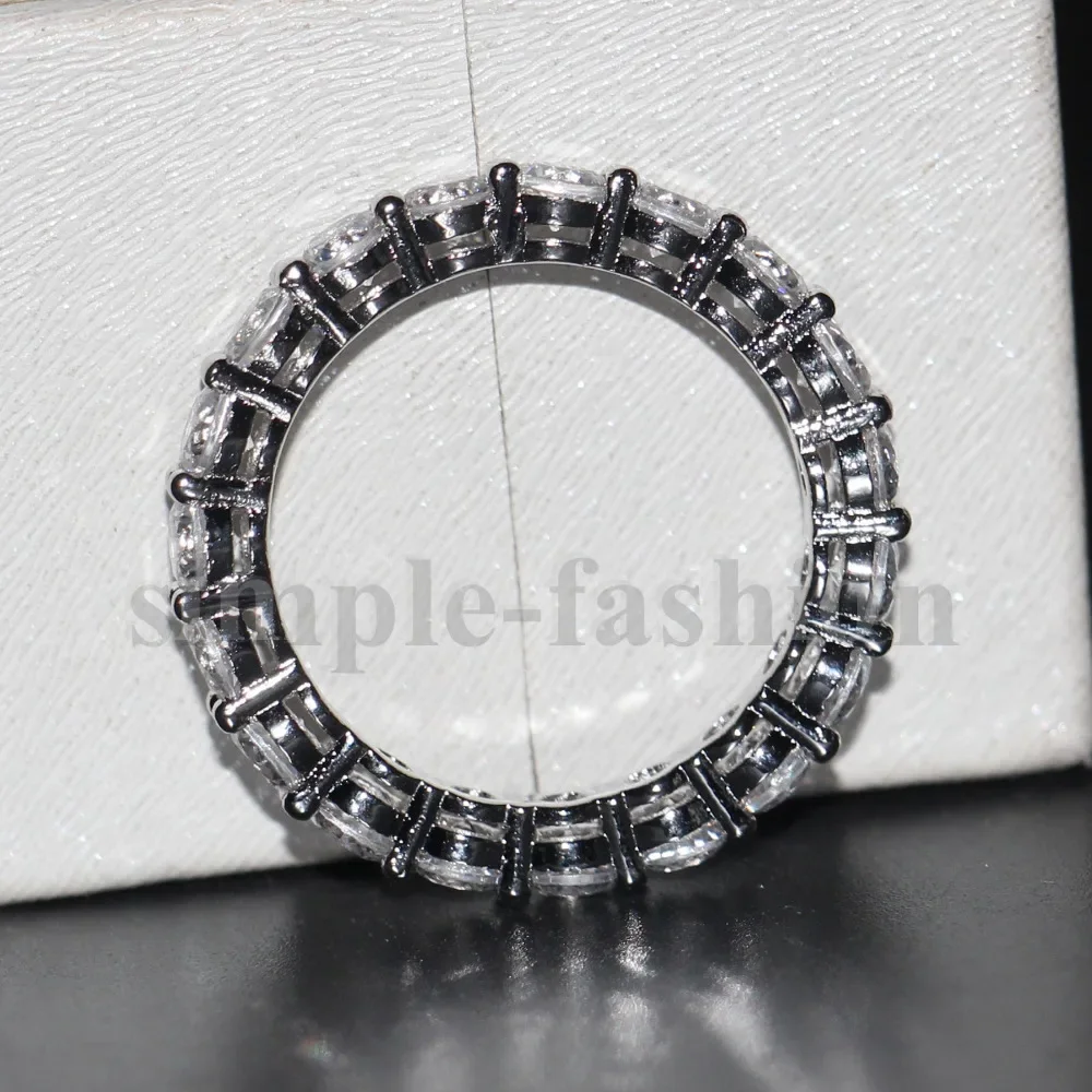 Women Engagement Wedding Ring 925 Sterling Silver AAAAA Zircon Stone Eternity Ring Bands for Women Men