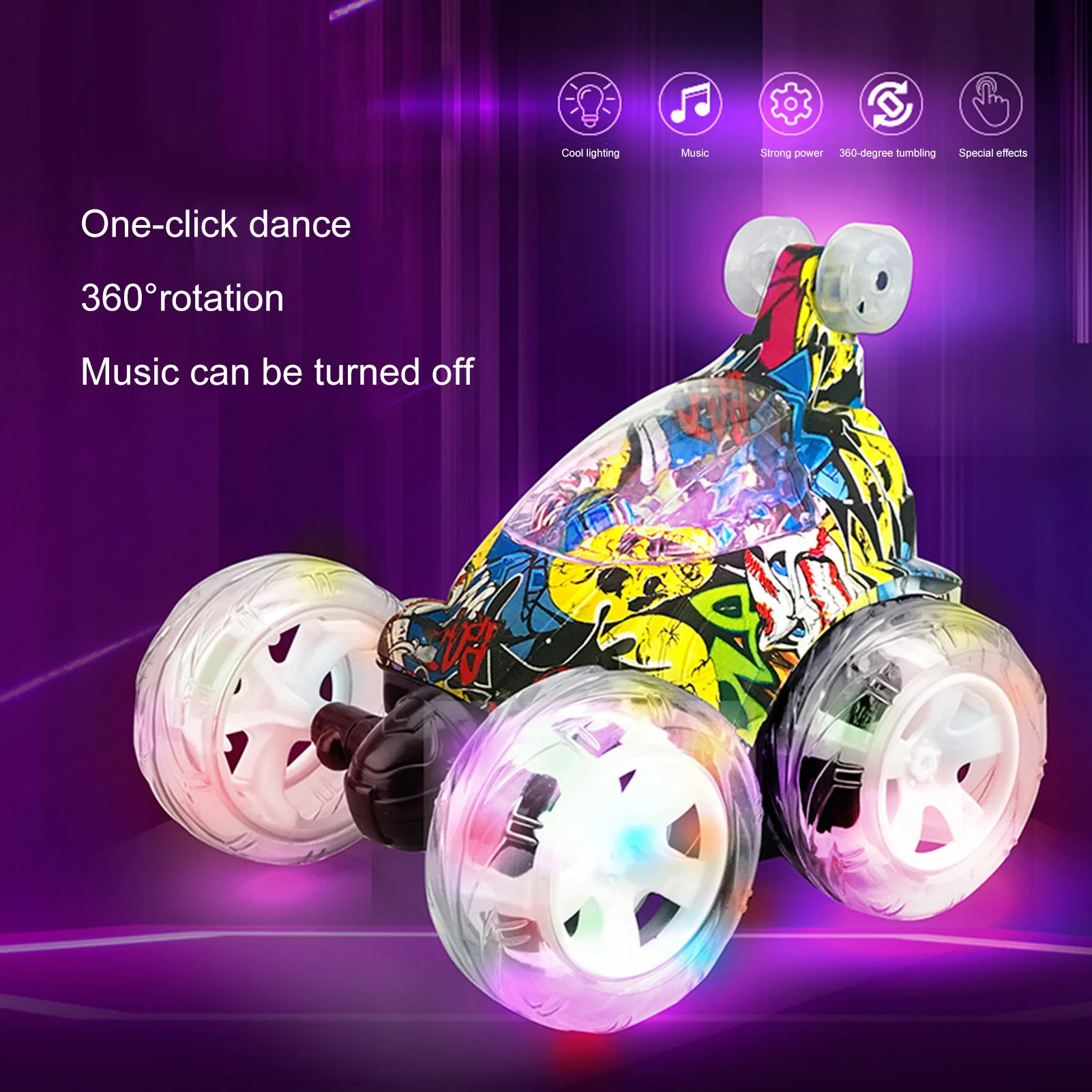 Graffiti controle remoto carro rc stunt basculante carros com 360 rolando  dança recarregável 2.4ghz rc brinquedo do carro para crianças meninos  meninas - AliExpress