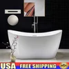 59" Sleek White Acrylic Soaking Bathtub with Brushed Nickel Drain and Overflow Premium Quality Design 1