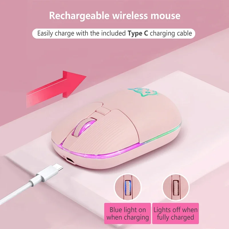 New RGB 2.4G Wireless Charging Built-In Lithium Battery Mouse LUNA Cat Animal Cute Wireless Mouse Keyboard