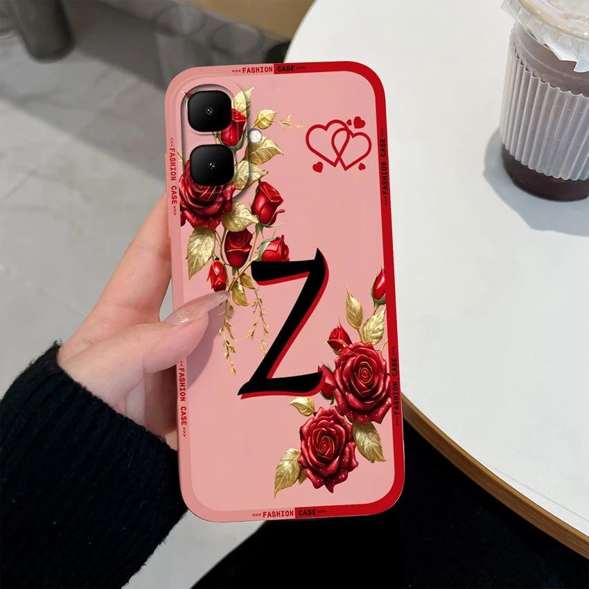 Rose Flower Letter Matte Silicone Shockproof Protective Phone Case