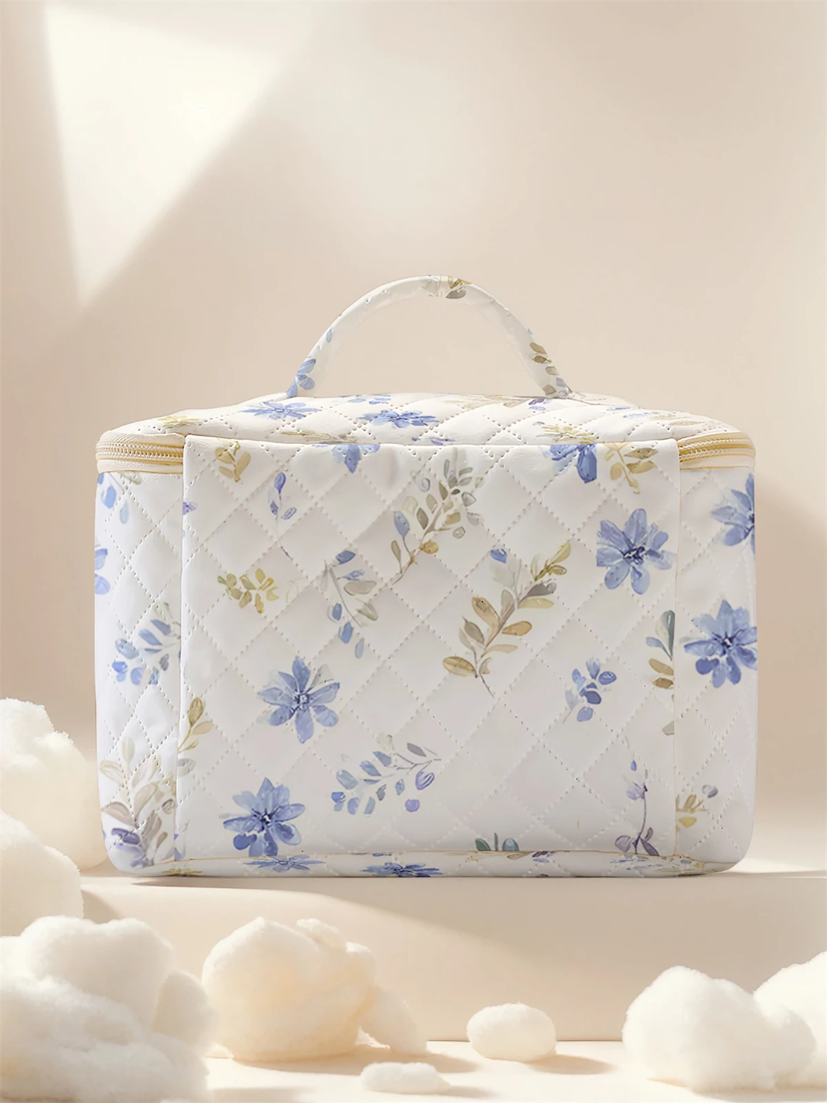 1pc， Portable travel cosmetics with floral patterns, large capacity travel storage bag, cute and stylish makeup bag