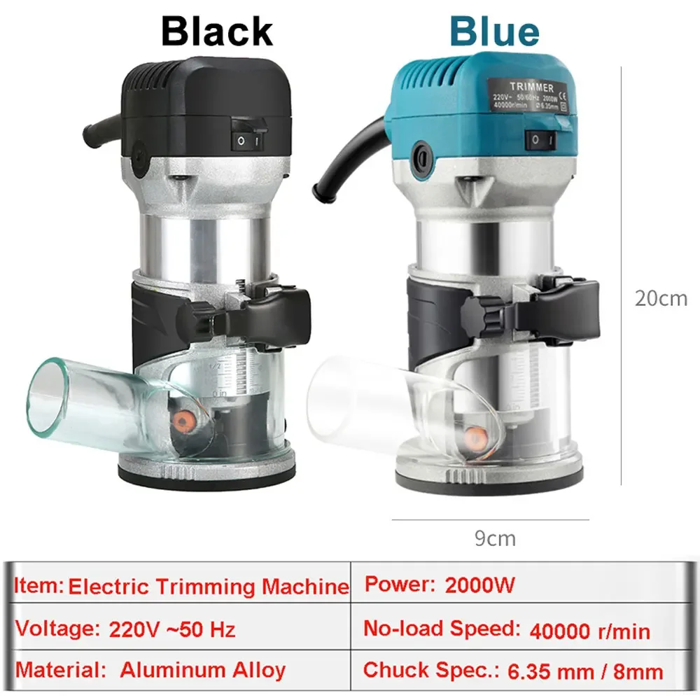 2000W Wood Router Electric Trimmer 220V Woodworking Milling Engraving Slotting Trimming Machine Hand Carving Router Power Tools