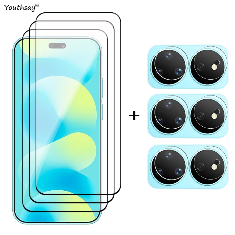 Premium Tempered Glass Full Coverage Screen Protector with Protective Lens Film