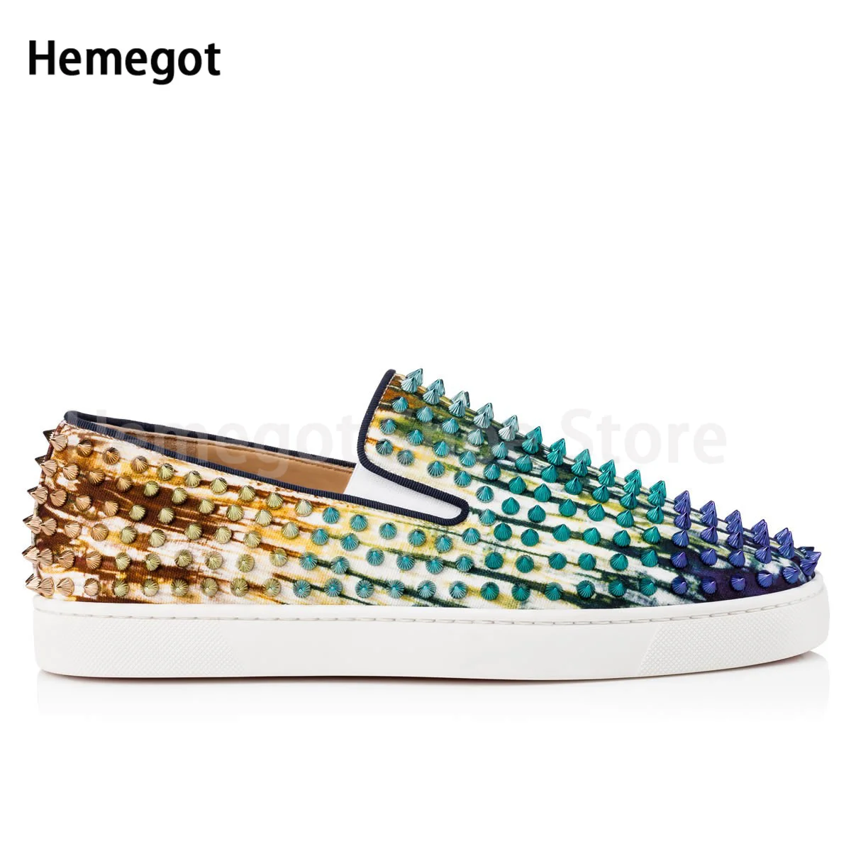 Men Shoes Luxury Brand Genuine Cow Leather Causal Shoes for Men High Quality Fluorescent Rhinestone Slip-On Loafers Fashion Shoe