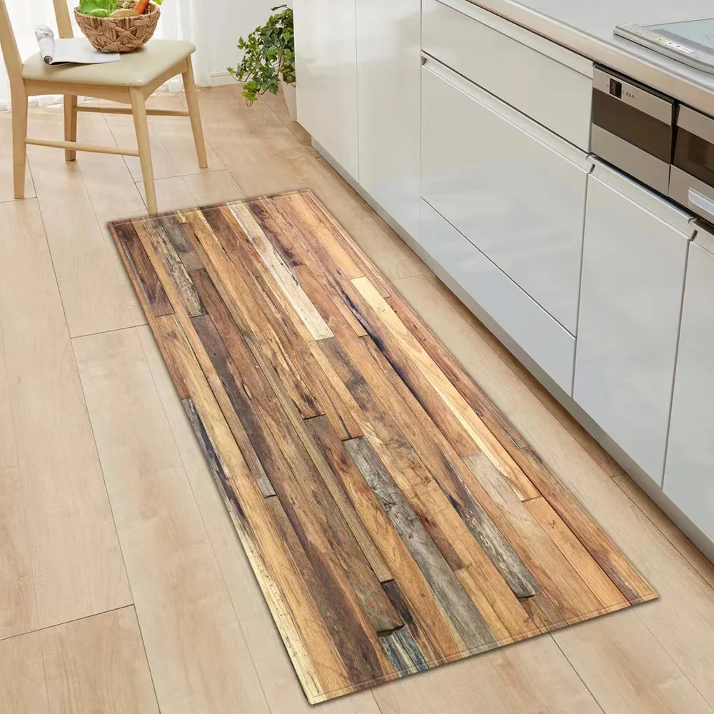 New Rainbow Wood Paneled Kitchen Floor Mats Laundry Room Non-Slip Area Rugs Bathroom Entry Door Home Decor Carpet floor mat shaggy rugs