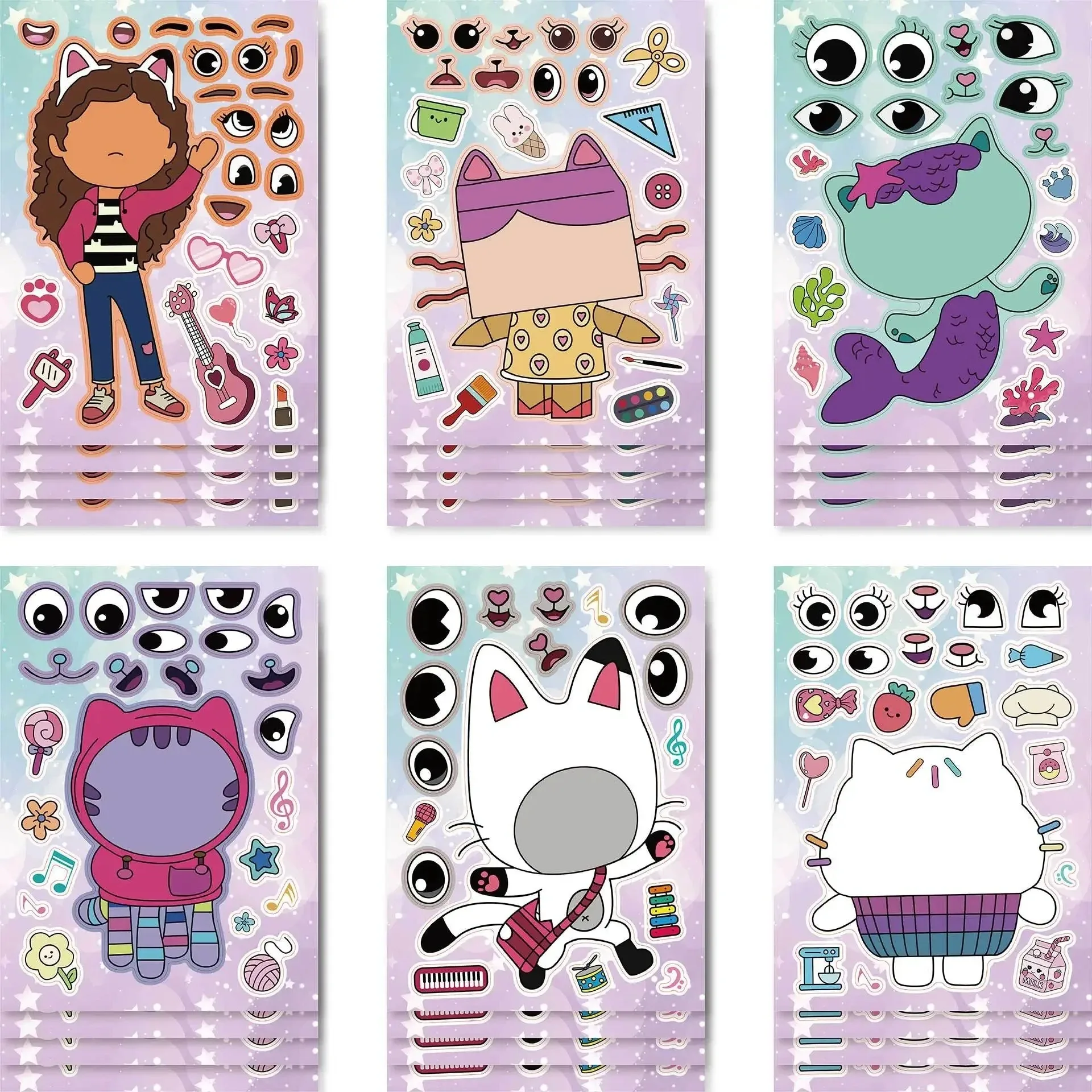 Gabby Cat Dolls Cartoon Stickers Birthday Party Decoration DIY Sticker Luggage Guitar Waterproof Graffiti Baby Shower Kids Toys*