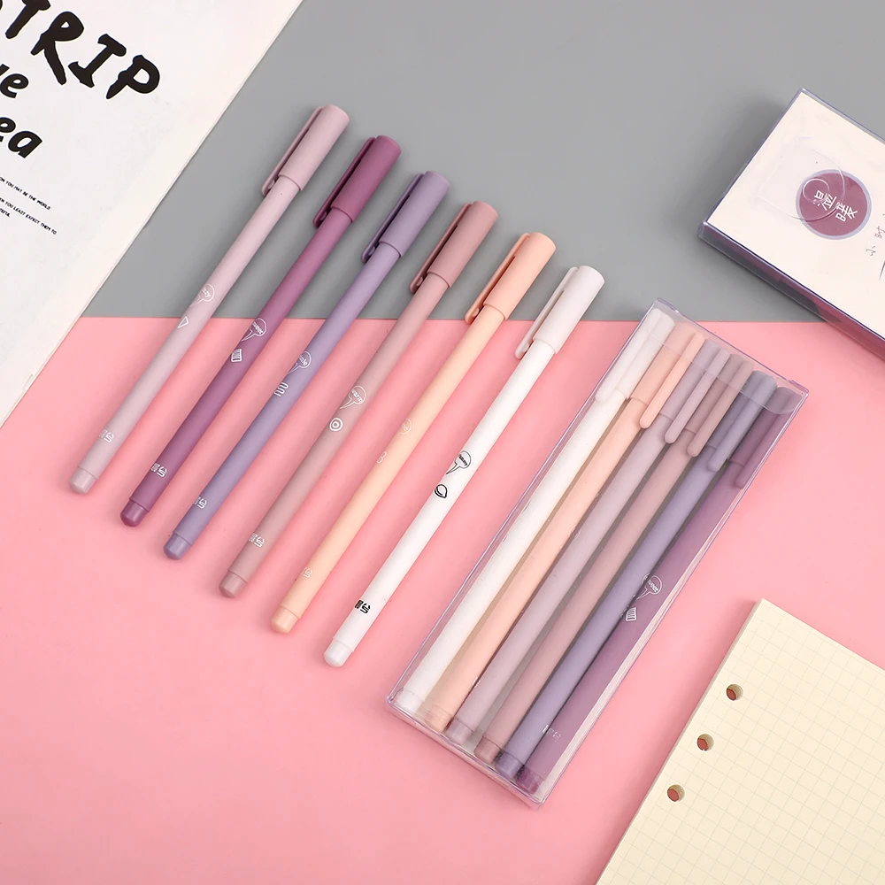 JIANWU 6 teile/satz Kreative nette morandi Einfache kleine frische gel stift kawaii Schnell trocknend Kappe neutral stift journal lieferungen Schreibwaren