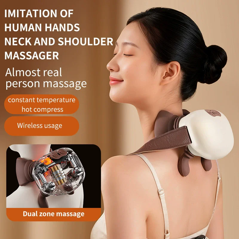 Finger Neck Shoulder Massager Wireless Neck Cervical Trapezius Kneading Massage Shawl Brushless Motor Neck Masajeador