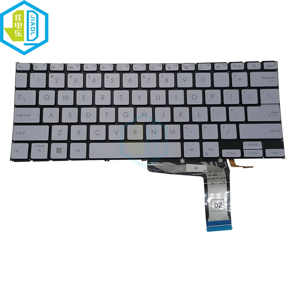Backlight Keyboard Inglês para Asus Vivobook 14 X1402 X1402za X1402z Laptop Backlit Substituição Teclados Prateados Caps uk us