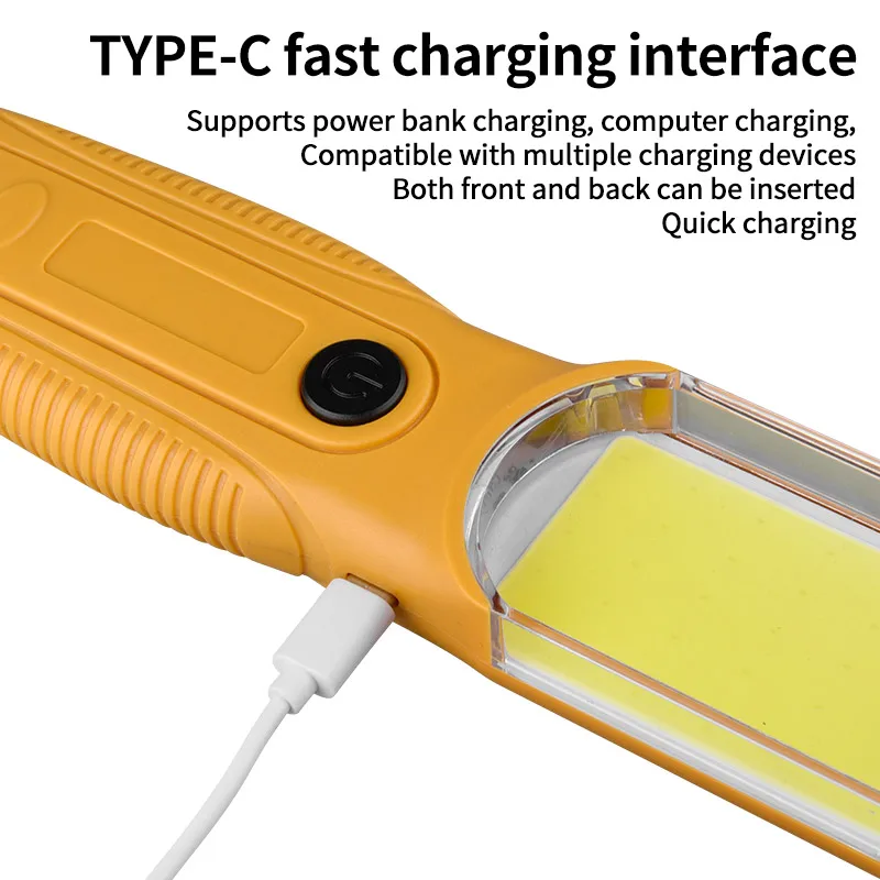 LED COB Work Light Handheld Floodlight USB Rechargeable Portable Camping Repair Emergency Flashlight with Magnet Hook led flashlight camping lights camping lamp led work light work light