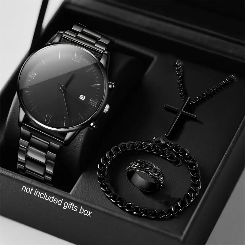 Hip Hop Jewelry Three Piece Set Casual Quartz Watch